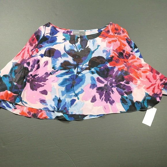Donna Ricco Floral Poncho 14 Sheer Overlay‎ Cape Shawl Abstract Multicolor - Picture 2 of 4